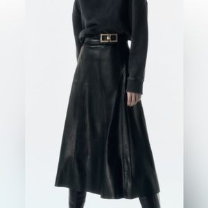 Zara Leather Skirt W/ Belt
